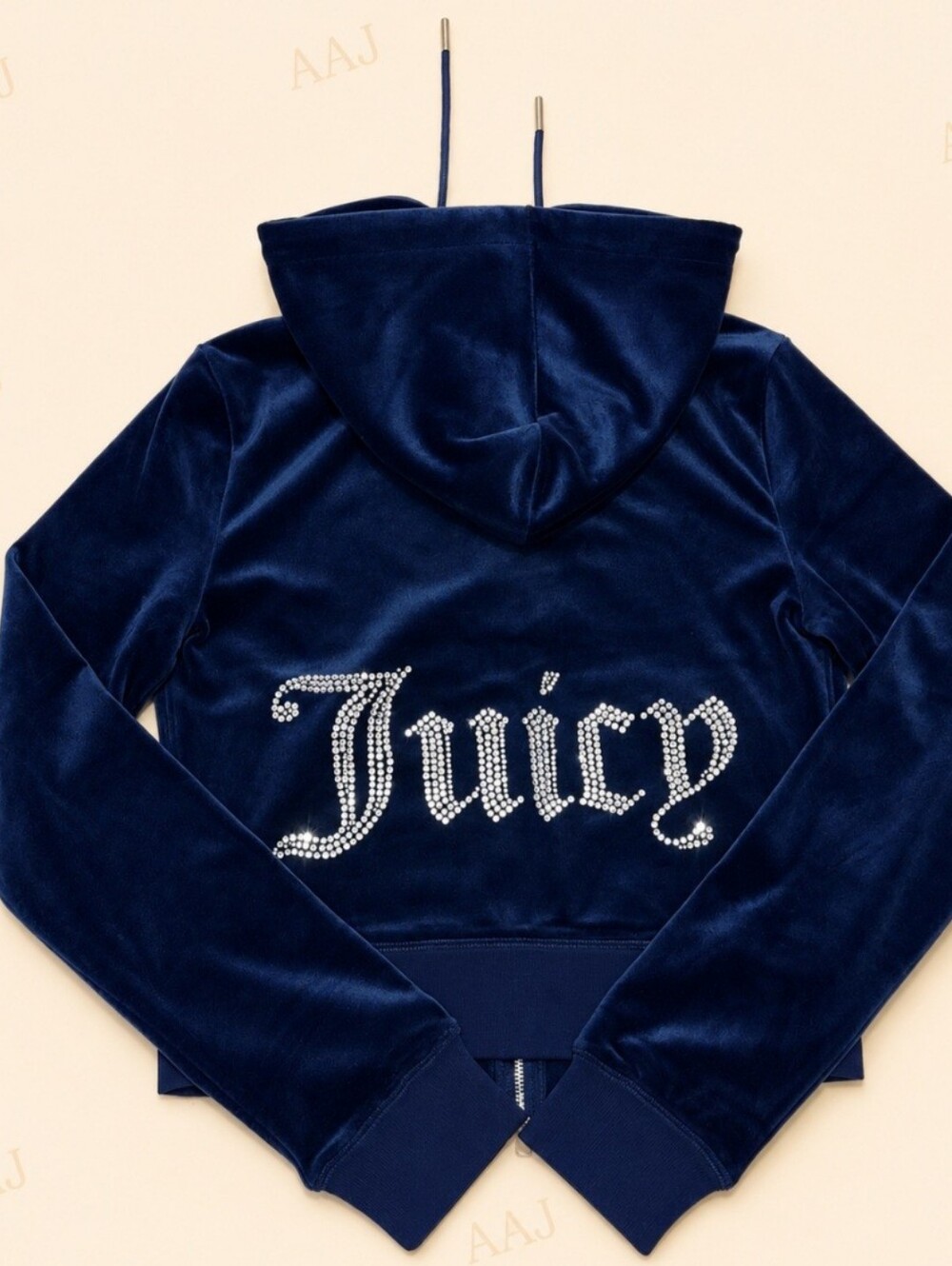 Juicy Couture Regal Blue Luxe Velour OG Bling Zip Up Hoodie - S
